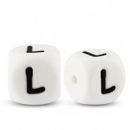 Buchstabenperlen aus Silikon L White-black