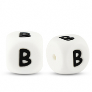 Buchstabenperlen aus Silikon B White-black