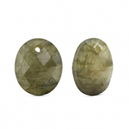 Naturstein Anhänger Glas Oval Light gray