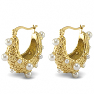 Ohrringe / Ohrstecker aus Stainless Steel - Rostfreiem Stahl Imitationsperlen Gold