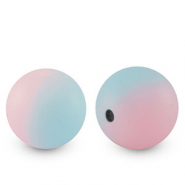 Silikonperlen 15mm runden Blue-pink