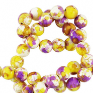 Perlen Keramik 8mm White-yellow purple