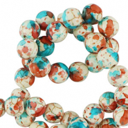 Perlen Keramik 8mm White-red blue