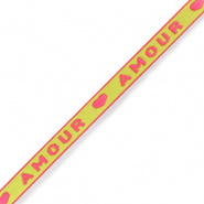 Schmuckband mit Text "amour" Neon green-pink