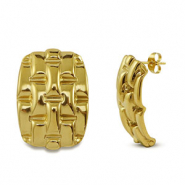 Ohrringe aus Stainless Steel - Rostfreiem Stahl Ohrstecker Rechteck Gold