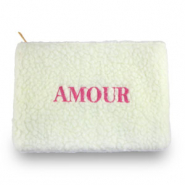Teddy-Etui "AMOUR" Off white-pink