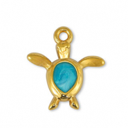 Metall Anh&auml;nger DQ Schildkr&ouml;te Pearl Turquoise-Gold (Nickelfrei)