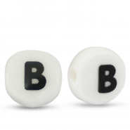 Buchstaben Perlen aus Keramik B White-black