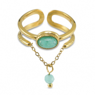 Ringe aus Stainless Steel - Rostfreiem Stahl mit Naturstein Gold-turquoise blue