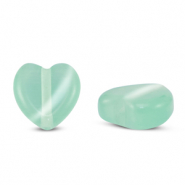 Glasperlen Cat's Eye Herz Mint turquoise