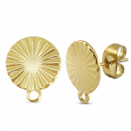 Stainless Steel - Rostfrei Stahl Schmuckzubeh&ouml;r Ohrringe / Ohrstecker rund mit &Ouml;se Gold