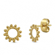 Ohrringe / Ohrstecker aus Stainless Steel - Rostfreiem Stahl Blume Gold