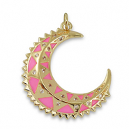 Brass TQ Metall Anhänger Mond Gold-pink
