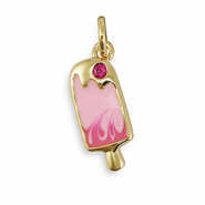 Brass TQ Metall Anhänger Zirkonia Ice Lolly Gold-pink