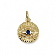 Brass TQ Metall Anhänger Zirkonia Nazar Auge Gold-dark blue