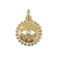 Brass TQ Metall Anhänger Zirkonia Nazar Auge Gold