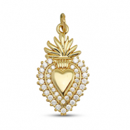 Brass TQ Metall Anhänger Zirkonia Herz Gold