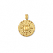 Stainless Steel - Rostfrei Stahl Anhänger Rund mit sonne Gold