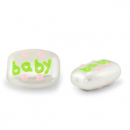 Acrylperlen "baby" Pearl-light green-light pink
