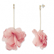 Trendy Ohrringe/Ohrstecker Chiffon Blume Peach pink-gold