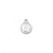 Metall Anh&auml;nger Rund mit Queen Elisabeth Silver