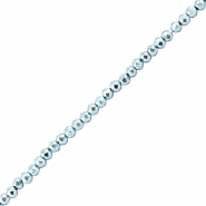 Top Glas Facett Perlen 2mm Rund Metallic light blue