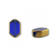 Glasperlen Hexagon Blue transparent-gold