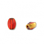 Glasperlen Oval Red transparent-gold