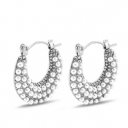 Ohrringe aus Stainless Steel - Rostfreiem Stahl Ohrstecker mit Imitation Perlen Silver