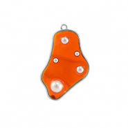 Resin Anh&auml;nger Irregular mit Perlen Silver-orange-white