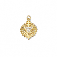 Brass TQ Metall Anhänger Hertz mit Kreuz Gold