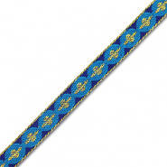 Schmuckband mit Text Rund mit Kreuz Blue-gold