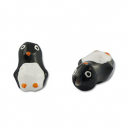 Handbemalt Glasperlen Pinguin Black-white