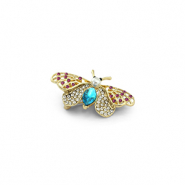 Broschen Schmetterling mit Perle Gold-blue-pink