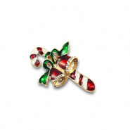 Broschen Zuckerstange mit Glocken Gold-red-green-white