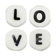 Buchstaben Perlen aus Keramik - LOVE White-black
