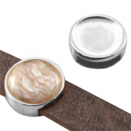 DQ Metall Schieber Fassungen f&uuml;r 12mm Cabochon (f&uuml;r Leder flach 8mm) Antik silber (Nickelfrei)