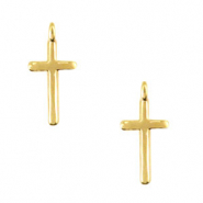 Metall Anh&auml;nger DQ Kreuz mit &Ouml;se Gold (Nickelfrei)