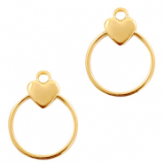 Metall Anhänger DQ Herz mit Ring Gold (Nickelfrei)