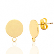 Metall Zubeh&ouml;r DQ Earpin rund 10mm mit &Ouml;se Gold (Nickelfrei)