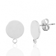 Metall Zubeh&ouml;r DQ Earpin rund 10mm mit &Ouml;se Antik silber (Nickelfrei)