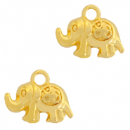 Metall Anhänger DQ Elefant mit Ohm Zeichen Gold (Nickelfrei)