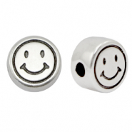 Metall Perlen DQ Smiley 7mm Antik silber (Nickelfrei)