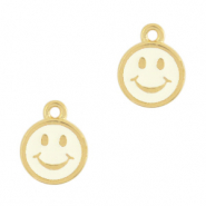 Metall Anh&auml;nger DQ Smiley Gold-ivory white (Nickelfrei)