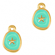 Metall Anh&auml;nger DQ Seestern Gold-veraman blue (nikkelvrij)