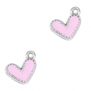 Metall Anhänger DQ Herz Antik silber-lilac rose (nikkelvrij)