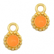 Metall Anhänger DQ 8mm Gold-neon orange (Nickelfrei)