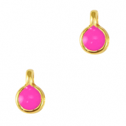 Metall Anh&auml;nger DQ 5mm Gold-neon fuchsia pink (Nickelfrei)