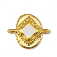 Metall Anh&auml;nger DQ Zwischenst&uuml;ck oval Off White-Gold (Nickelfrei)