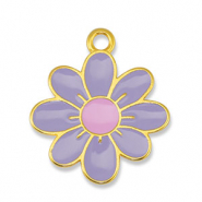Metall Anh&auml;nger DQ Blume Lilac-Light Pink-Gold (Nickelfrei)